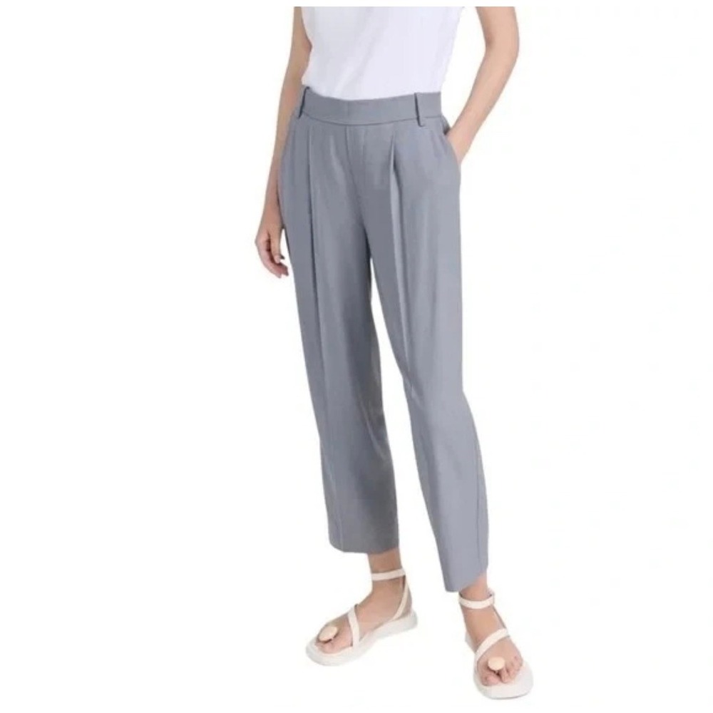 Vince Mid-Rise Pleated Straight Pants in Gray Size 1X  Career / Office Trousers